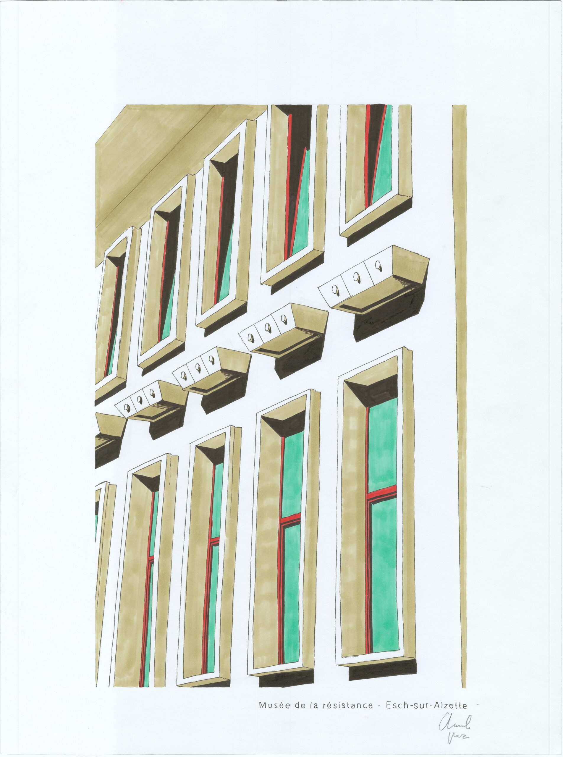 Illustration - Série urbaniste Musée de la Résistance - Esch-sur-Alzette