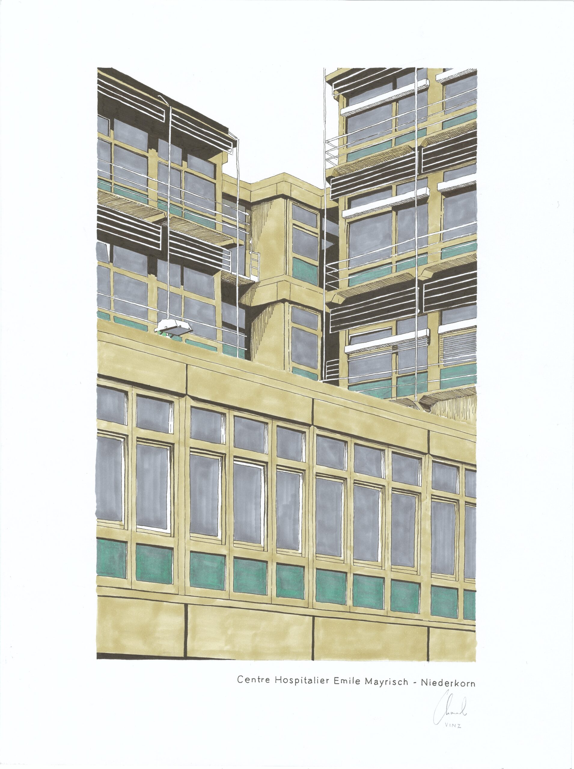 Illustration - Série urbaniste Niederkorn - Centre hospitalier Emile Mayrich.